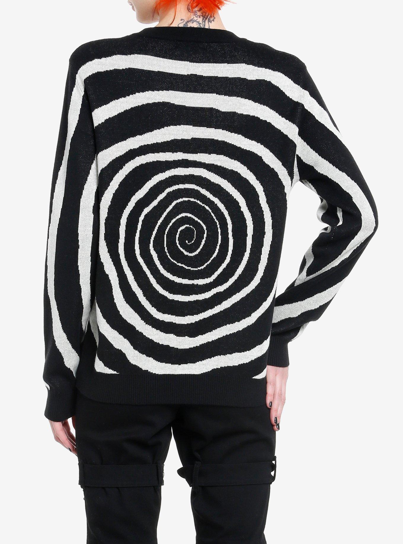 Social Collision Black & White Spiral Girls Sweater, CREAM, alternate
