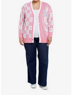 Sweet Society Pink Bunny Checkered Split Girls Cardigan Plus Size, , hi-res