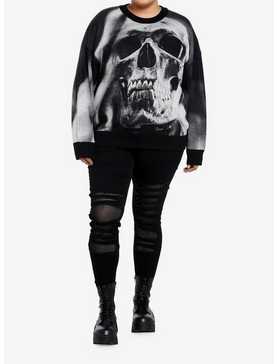 Social Collision Jumbo Skull Girls Knit Sweater Plus Size, , hi-res
