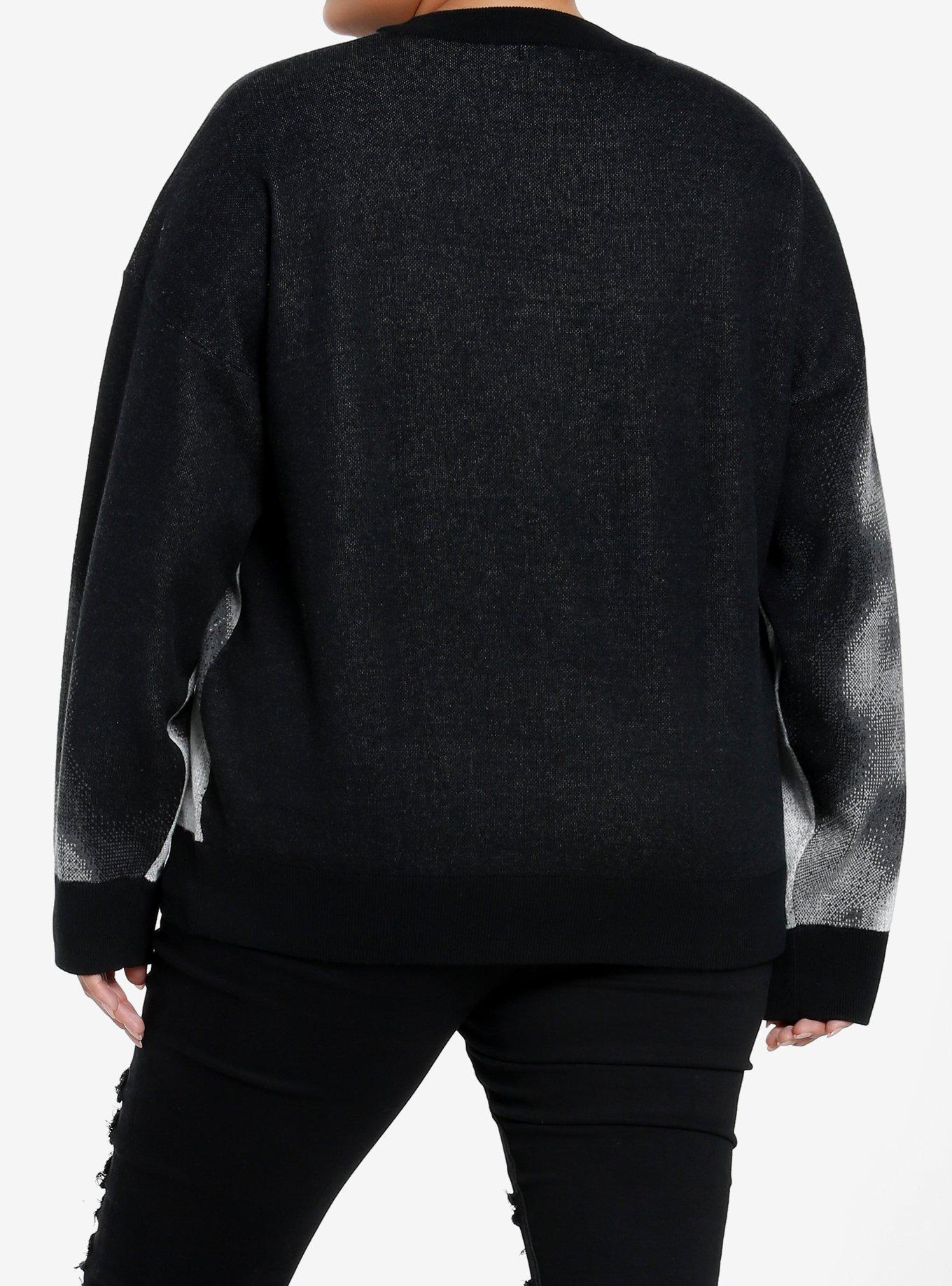 Social Collision Jumbo Skull Girls Knit Sweater Plus Size, , alternate