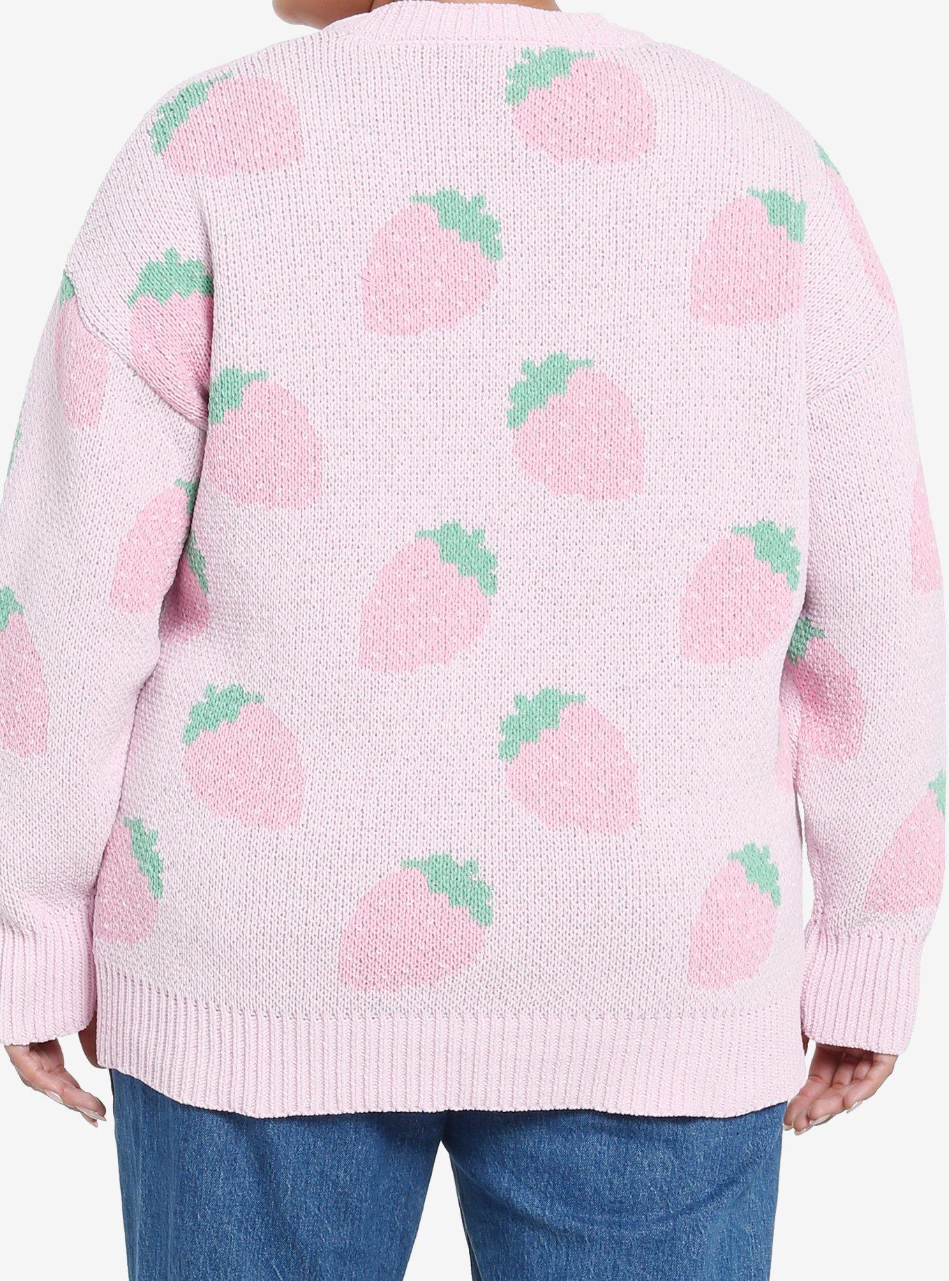 Sweet Society Pastel Pink Strawberries Girls Cardigan Plus Size, PINK, alternate