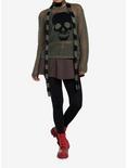 Social Collision Skull Girls Knit Sweater With Scarf, BLACK, alternate