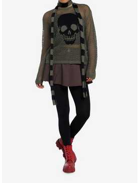 Social Collision Skull Girls Knit Sweater With Scarf, , hi-res