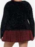 Social Collision Black Fuzzy Shag Girls Sweater Plus Size, BLACK, alternate