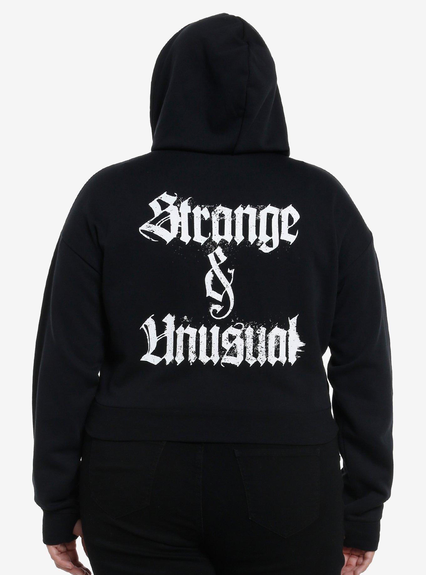 Cosmic Aura Double Skull Strange & Unusual Girls Crop Hoodie Plus Size, , hi-res