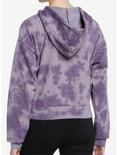Thorn & Fable Butterfly Purple Tie-Dye Girls Crop Hoodie, BLACK, alternate
