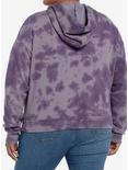Thorn & Fable Butterfly Purple Tie-Dye Girls Crop Hoodie Plus Size, BLACK, alternate