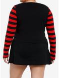 Social Collision Red Skull Striped Girls Long-Sleeve Top Plus Size, RED, alternate