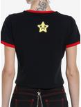 Social Collision Gamer Skull Mushroom Girls Ringer Crop T-Shirt, RED, alternate