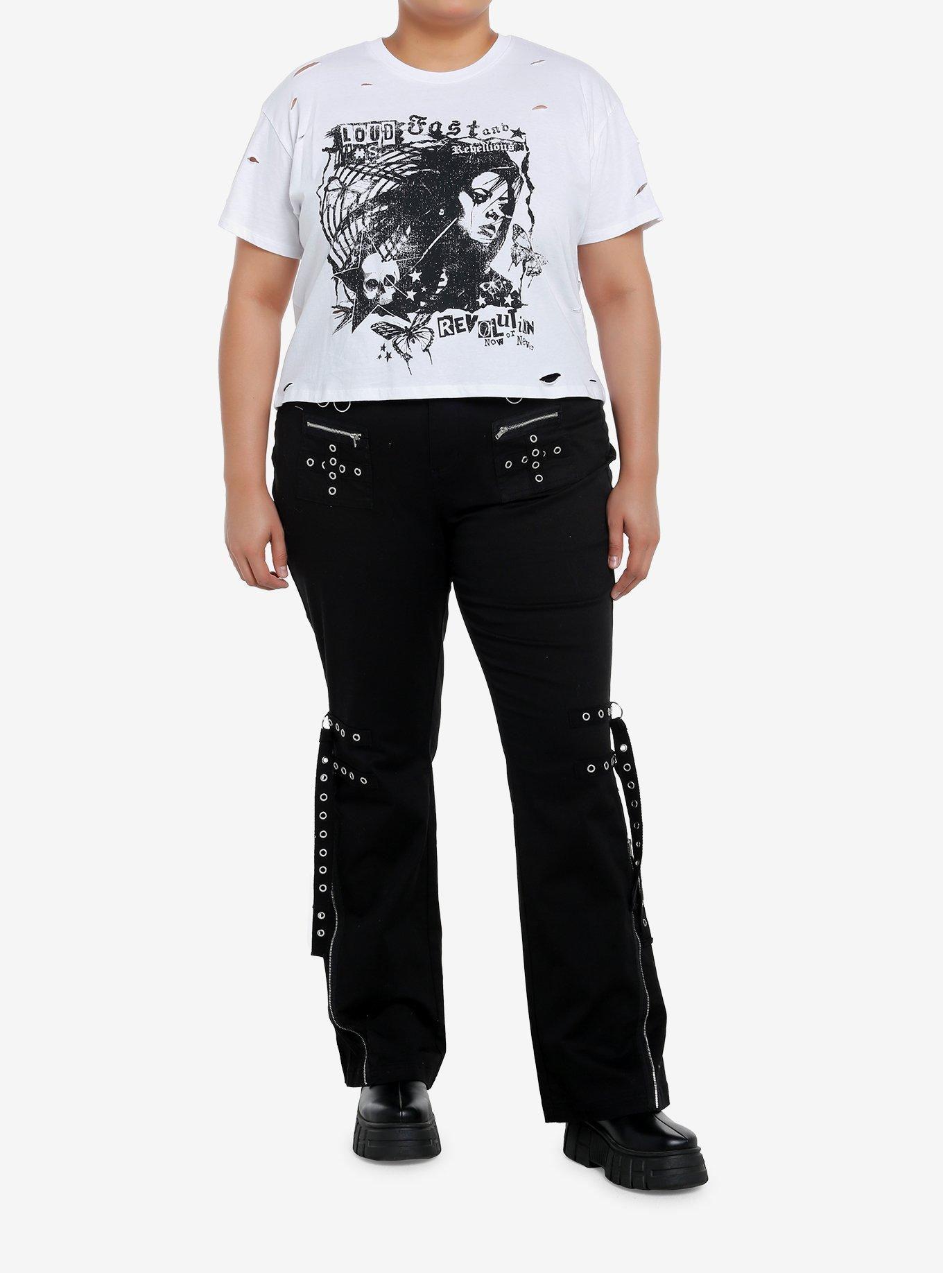 Social Collision Loud Fast & Rebellious Girls Crop T-Shirt Plus Size, , hi-res