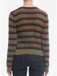 Daisy Street Brown & Green Stripe Asymmetrical Button Girls Sweater, MULTI, alternate