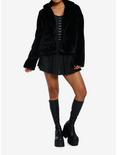 Cosmic Aura Black Faux Fur Girls Jacket, BLACK, alternate