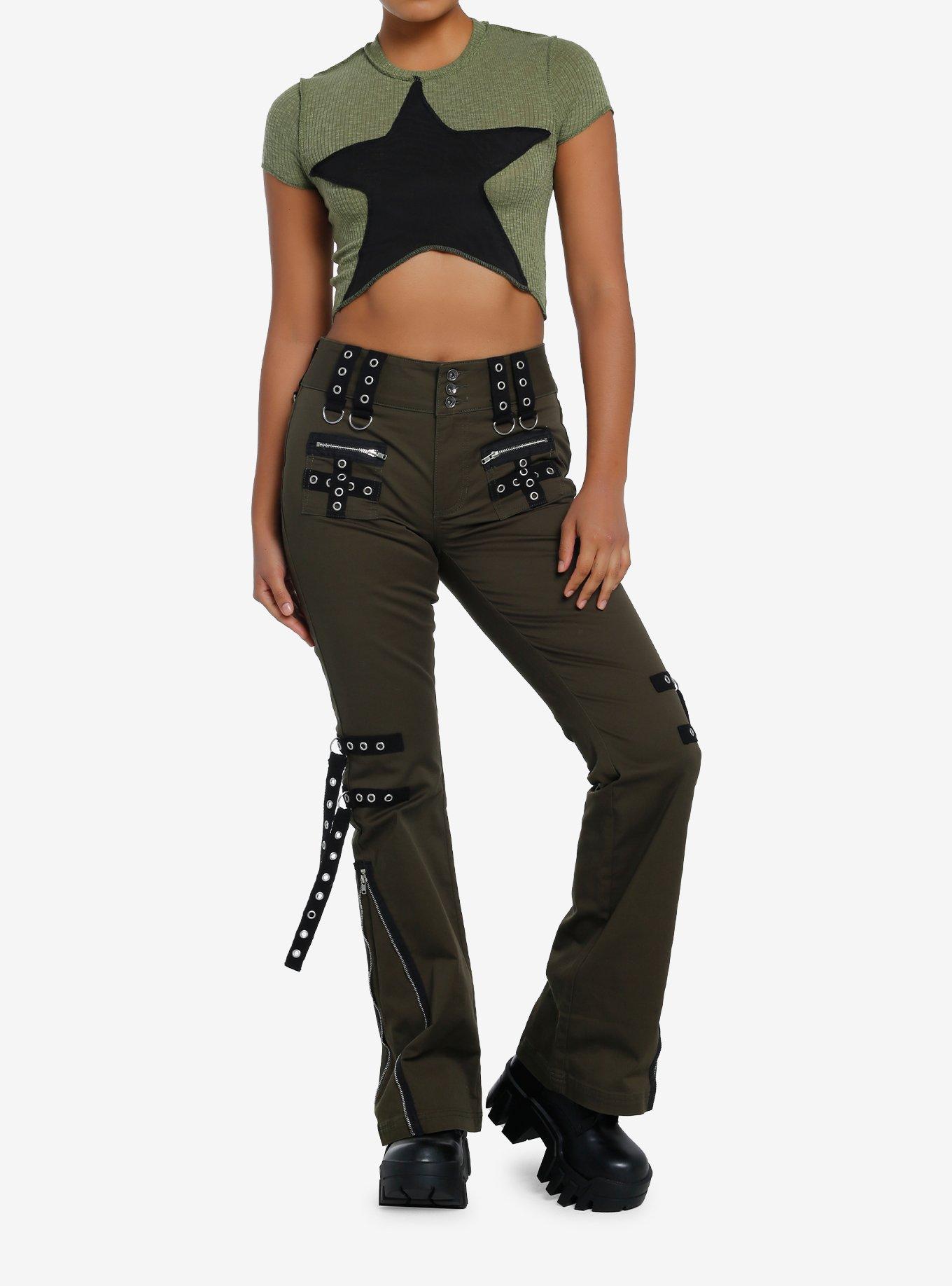 Olive Star V-Cut Girls Crop Top, , hi-res