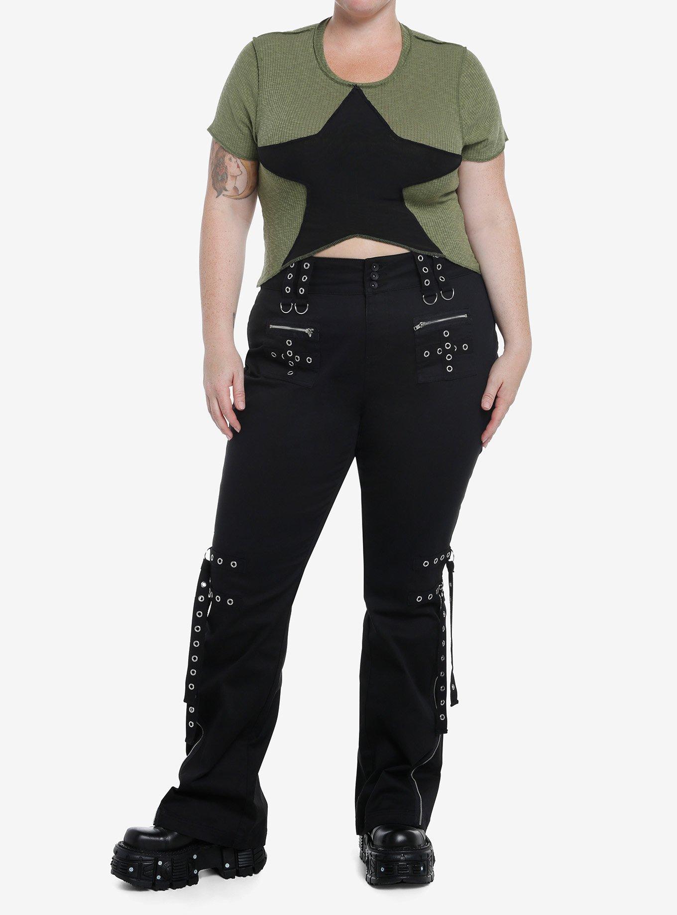 Olive Star V-Cut Girls Crop Top Plus Size, , hi-res