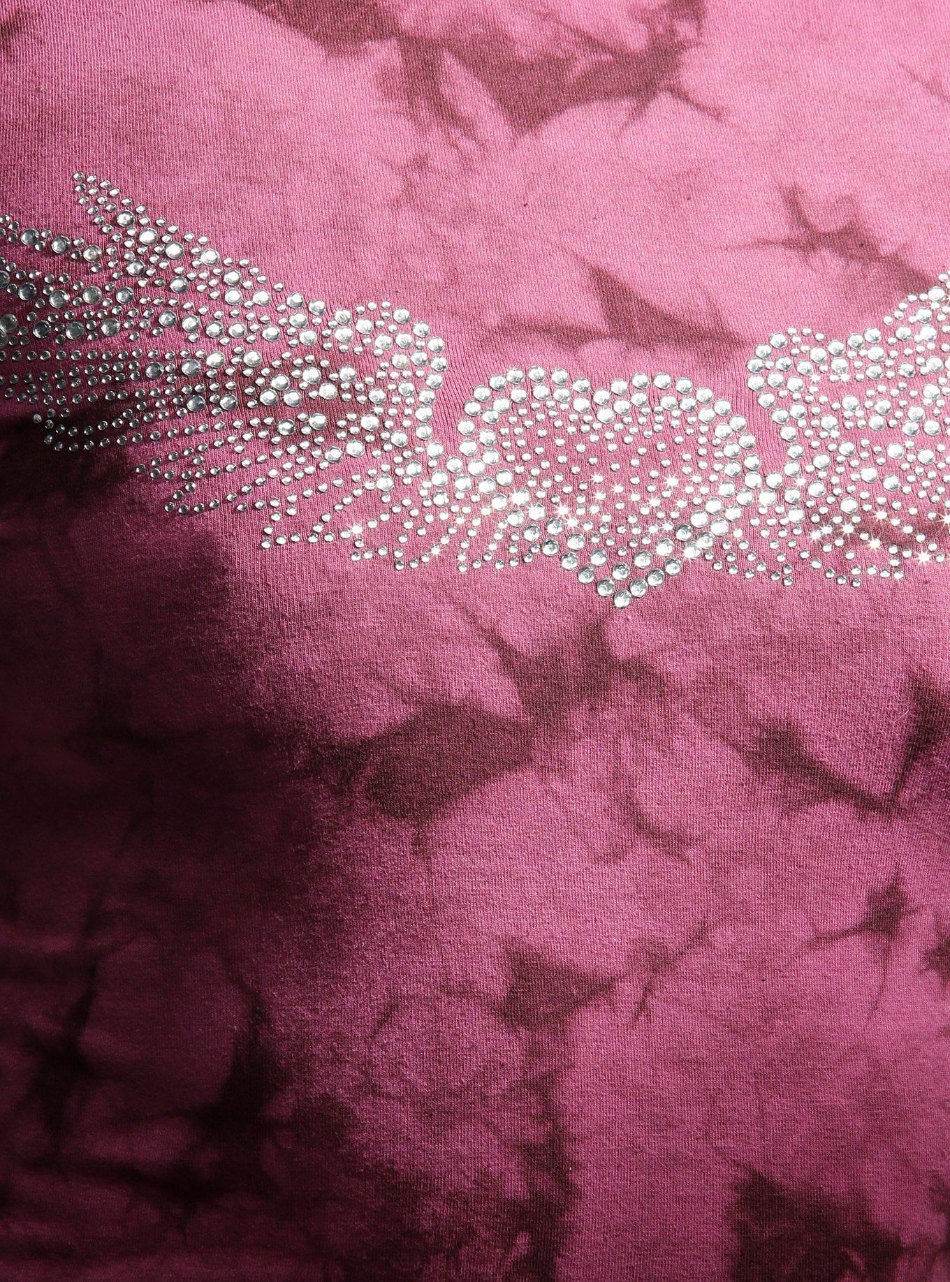 Winged Heart Rhinestone Pink Tie-Dye Girls Baby T-Shirt