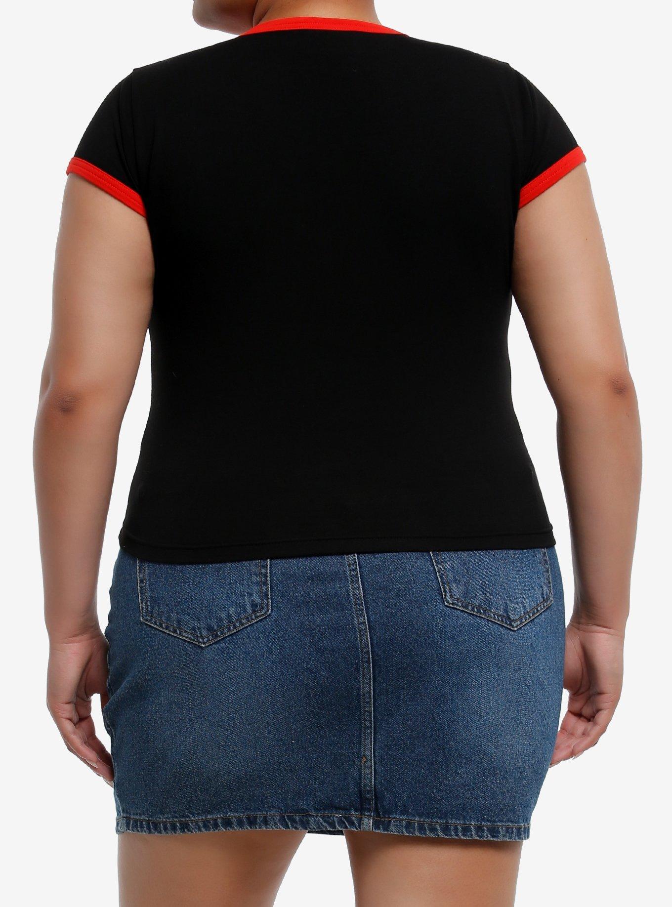 Social Collision Cherry Baby Girls Ringer T-Shirt Plus Size, RED, alternate