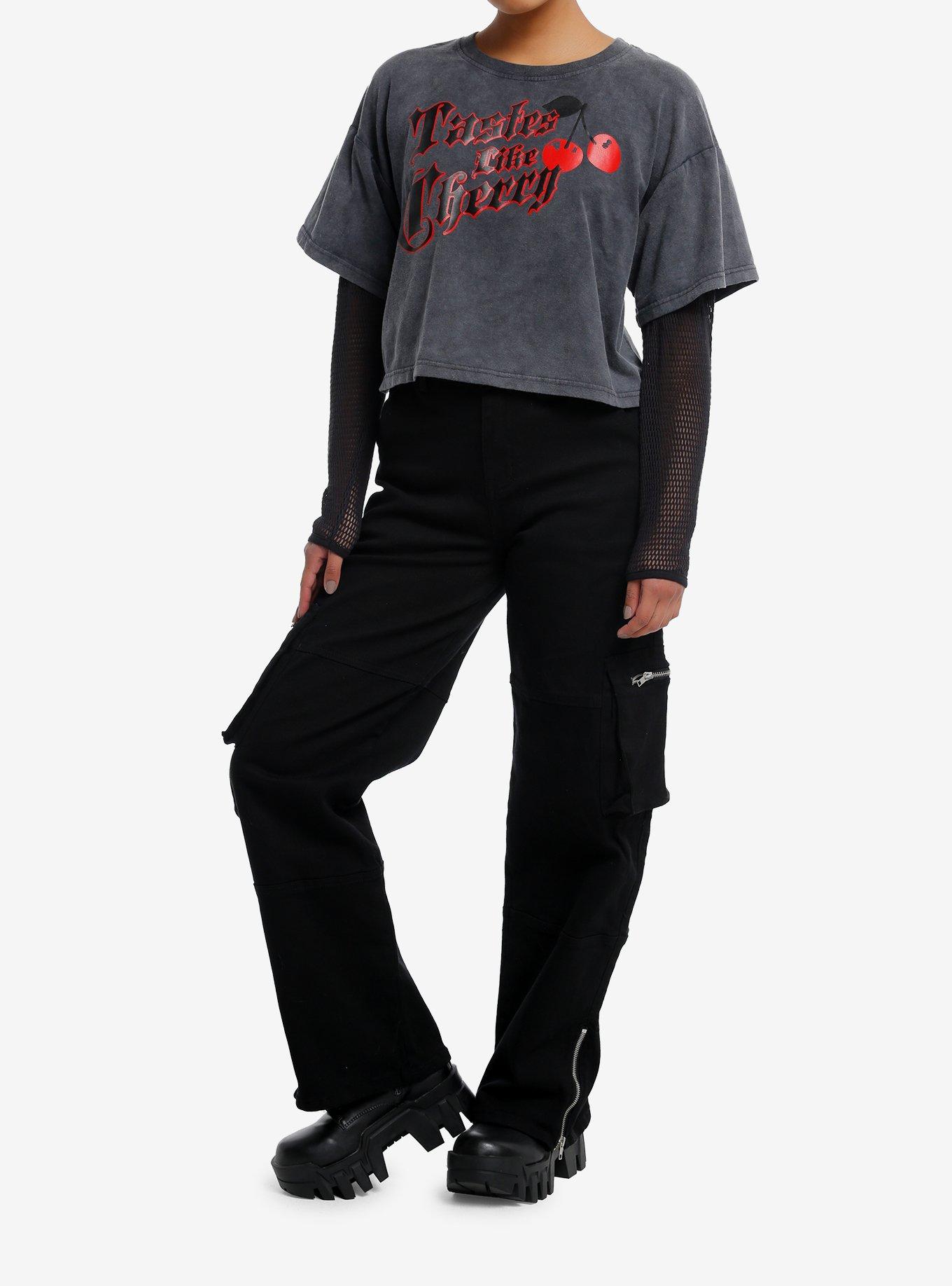 Daisy Street Tastes Like Cherry Fishnet Girls Twofer Top, , hi-res