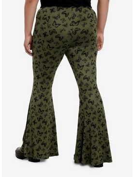 Thorn & Fable Green & Black Butterfly Flare Leggings Plus Size, , hi-res