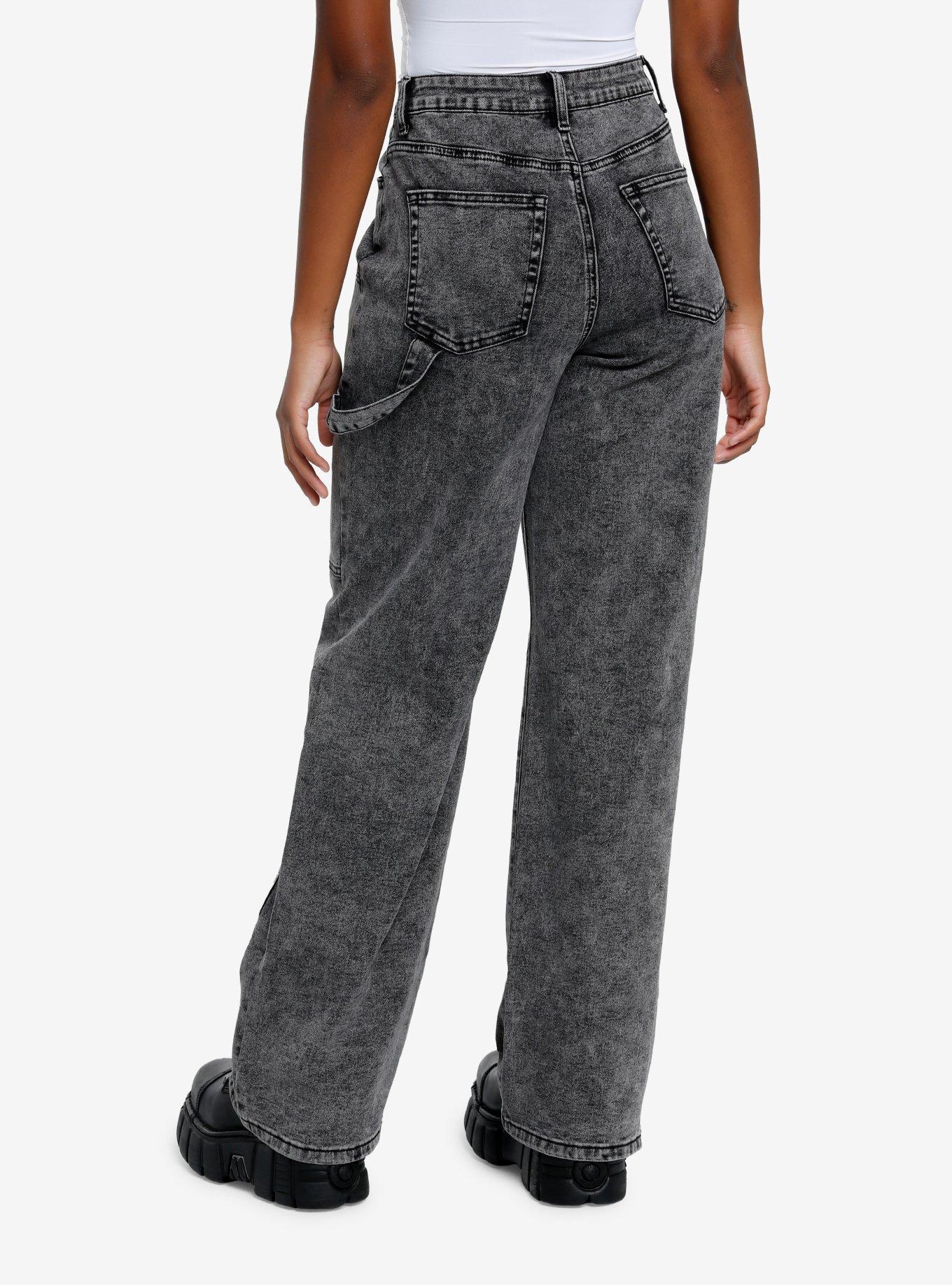 Grey Wash Wide Leg Carpenter Pants, , hi-res