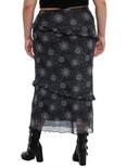 Cosmic Aura Celestial Ruffle Tiered Midi Skirt Plus Size, BLACK, alternate