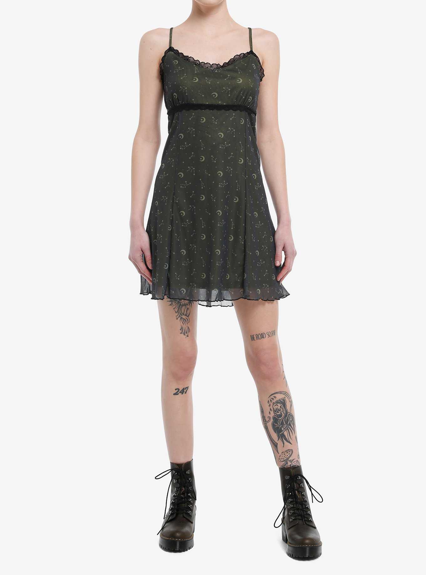 Cosmic Aura Constellation Black Lace Mini Dress, , hi-res