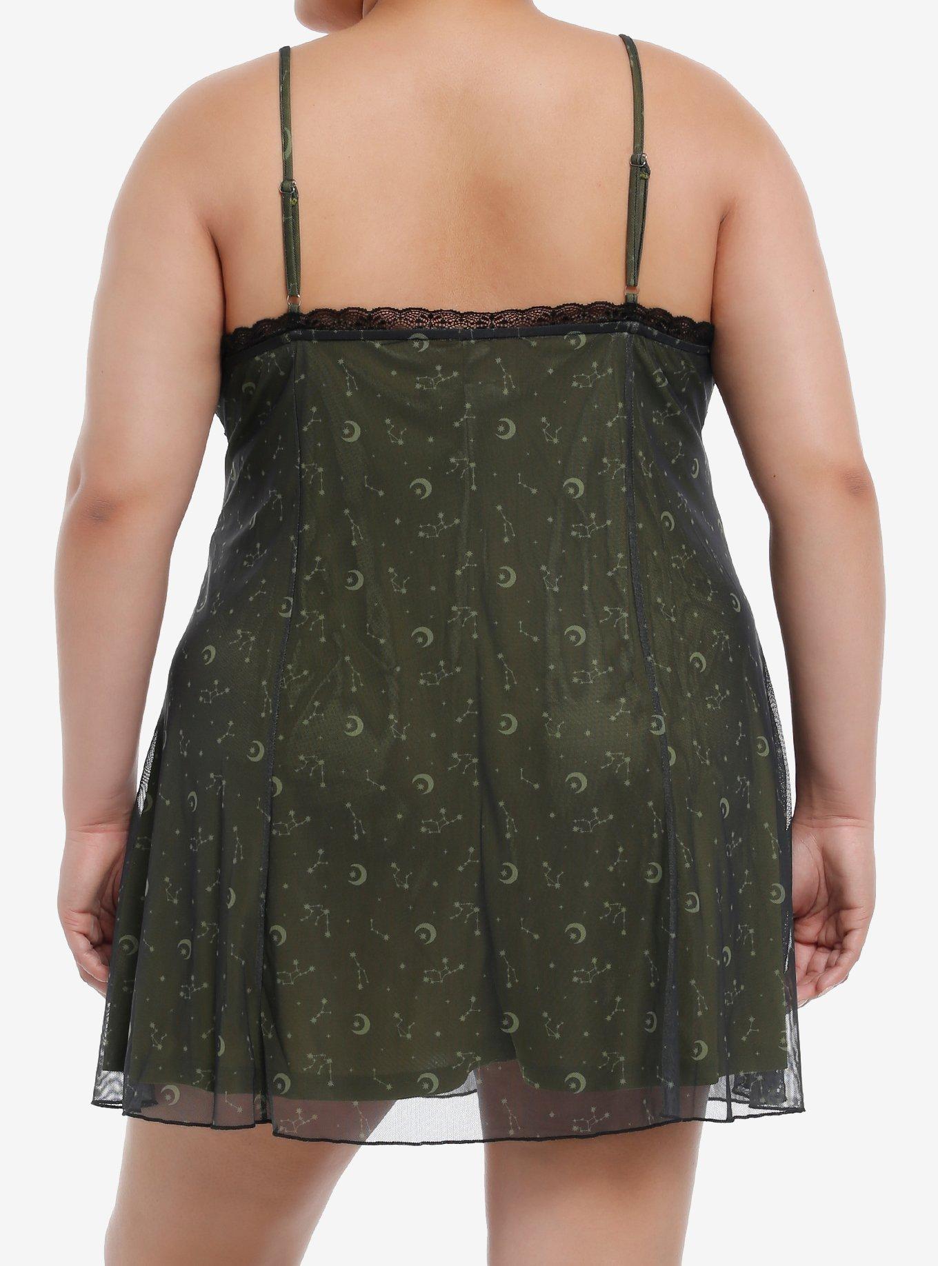 Cosmic Aura Constellation Black Lace Mini Dress Plus Size, GOLD, alternate