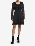 Daisy Street Black Lace Long-Sleeve Mini Dress, BLACK, alternate