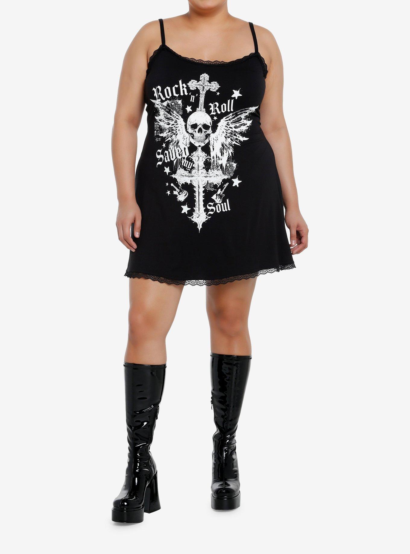 Social Collision Rock 'N' Roll Saved My Soul Cami Dress Plus Size, , alternate