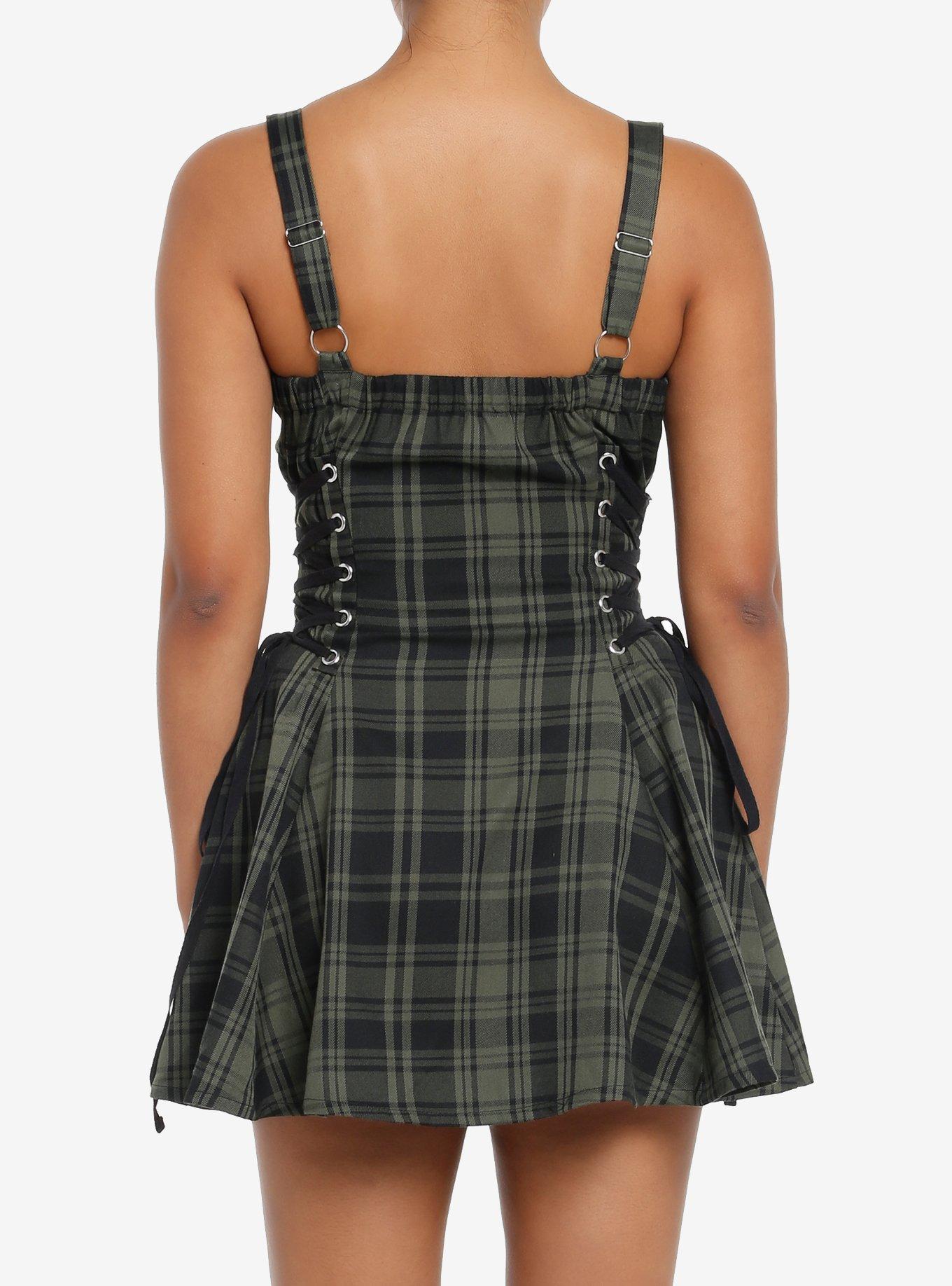 Social Collision Green & Black Zipper Plaid Cami Dress, GREEN, alternate