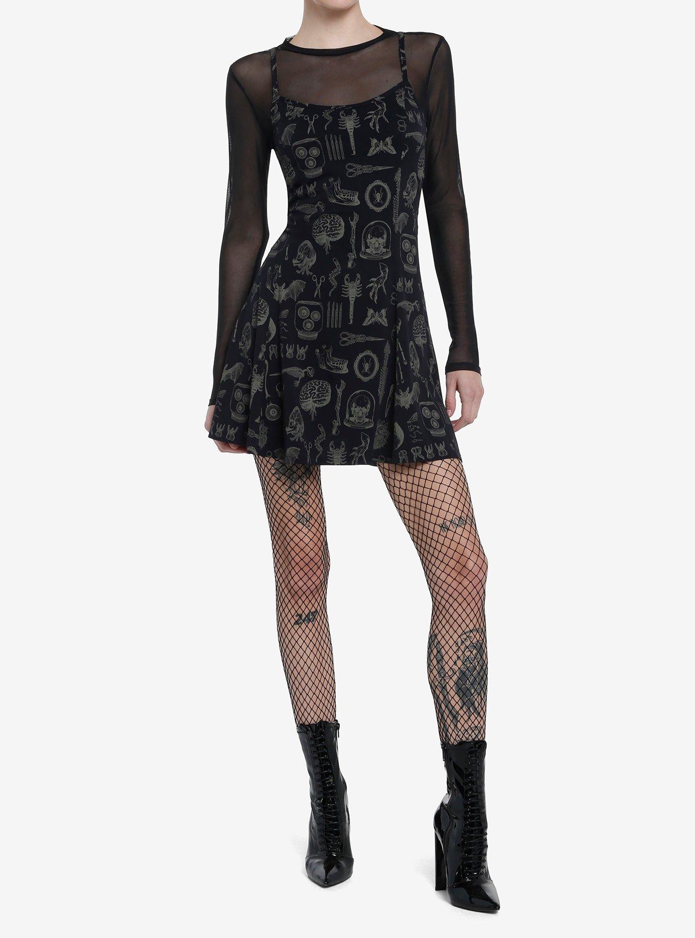 Social Collision Taxidermy Print Twofer Mini Dress, GREY, alternate