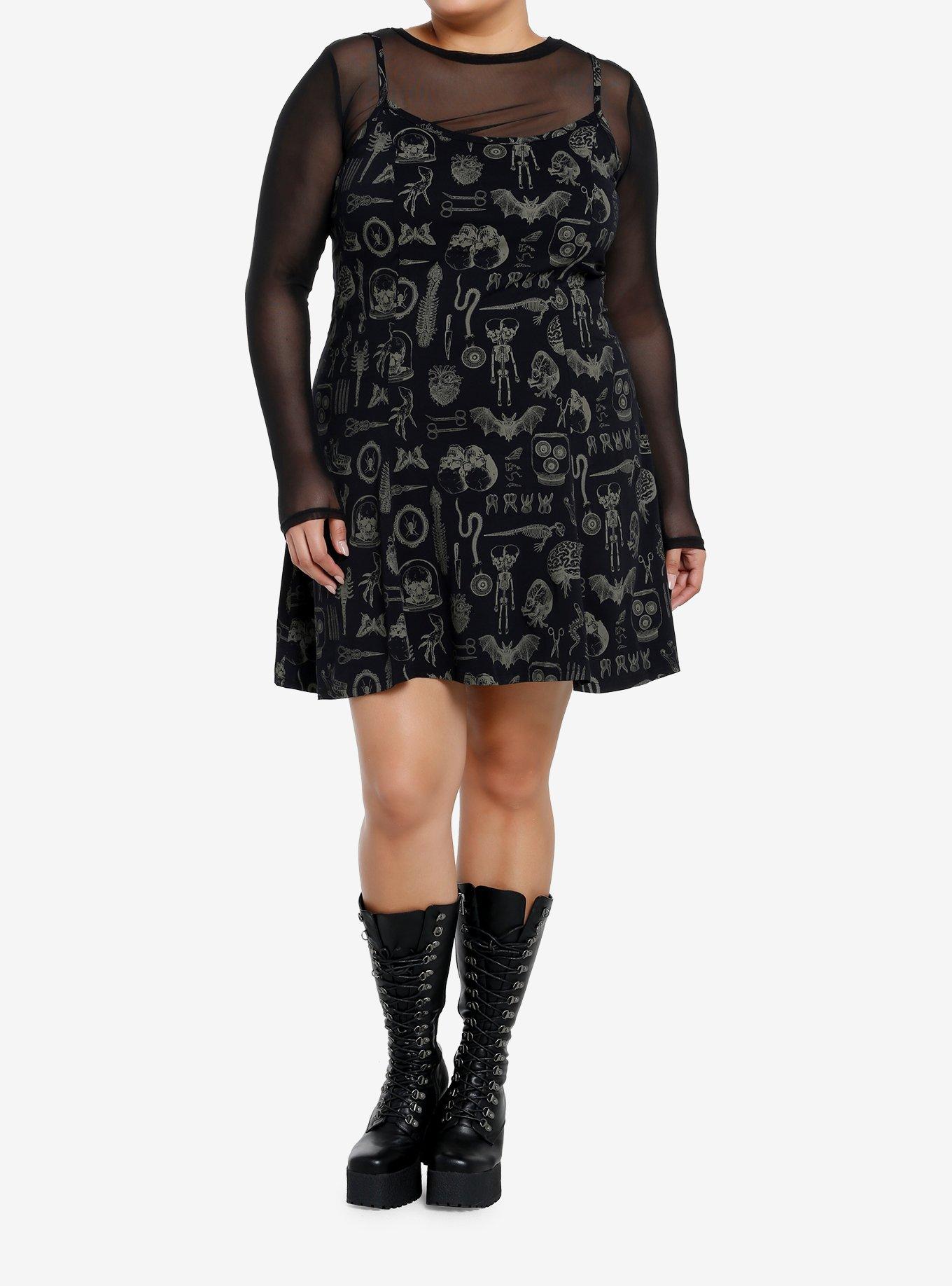Social Collision Taxidermy Print Twofer Mini Dress Plus Size, GREY, alternate