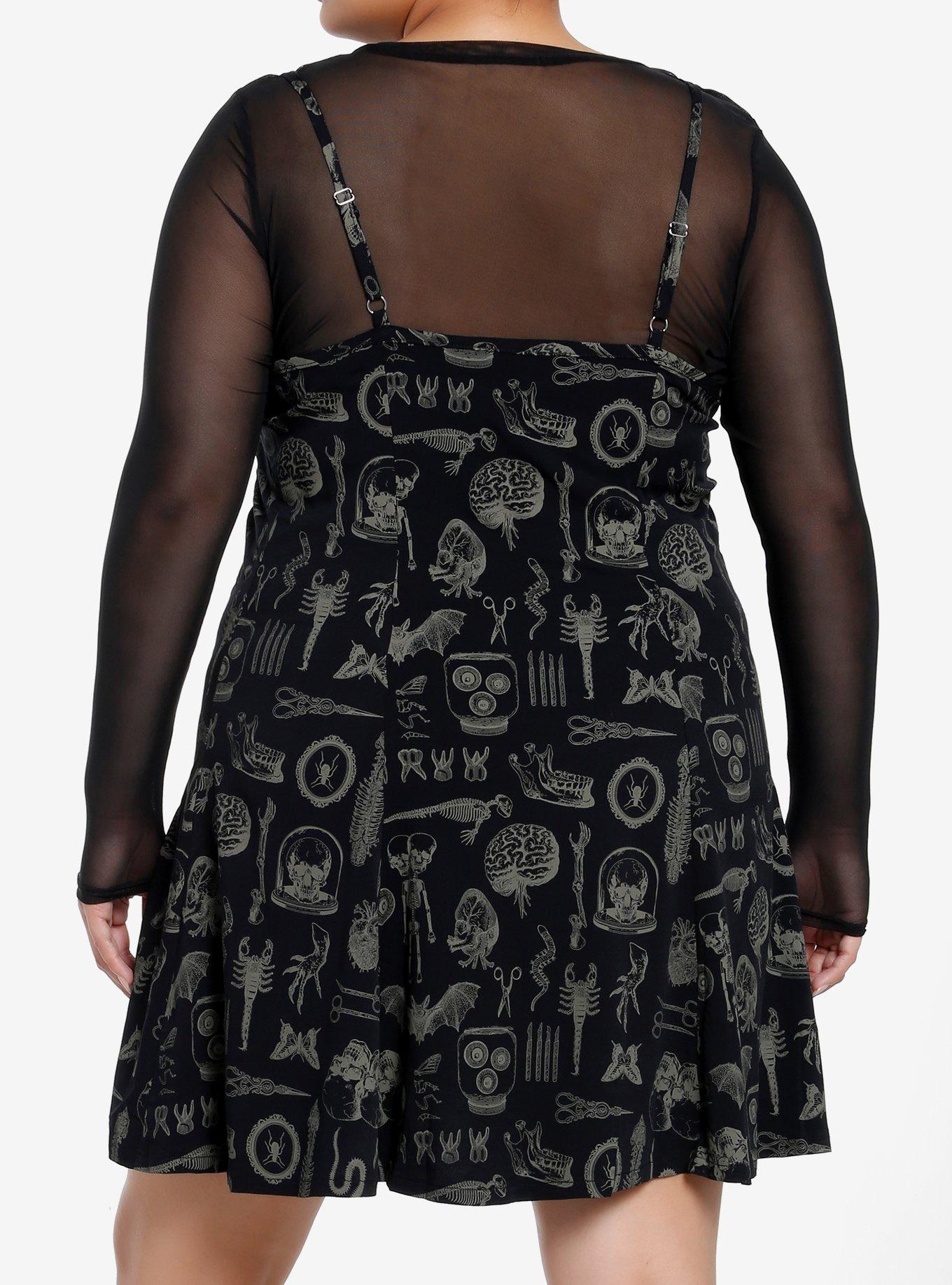 Social Collision Taxidermy Print Twofer Mini Dress Plus Size, GREY, alternate
