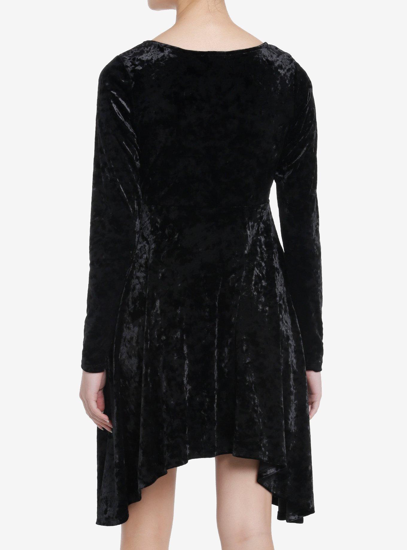 Cosmic Aura Black Velvet Lace Long-Sleeve Dress