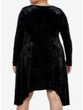 Cosmic Aura Black Velvet Lace Long-Sleeve Dress Plus Size, BLACK, alternate