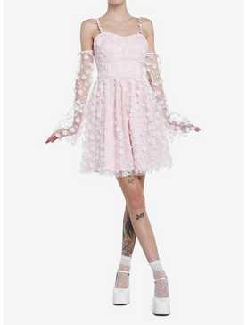 Thorn & Fable Pink Rosette Cold Shoulder Dress, , hi-res