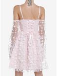 Thorn & Fable Pink Rosette Cold Shoulder Dress, PINK, alternate