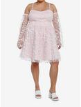 Thorn & Fable Pink Rosette Cold Shoulder Dress Plus Size, PINK, alternate