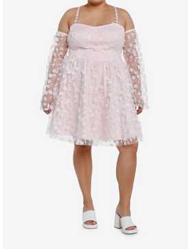 Thorn & Fable Pink Rosette Cold Shoulder Dress Plus Size, , hi-res