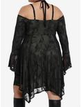 Thorn & Fable Fairy Floral Mesh Halter Cold Shoulder Dress Plus Size, BLACK, alternate
