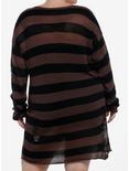 Social Collision Black & Brown Stripe Destructed Sweater Dress Plus Size, BROWN, alternate