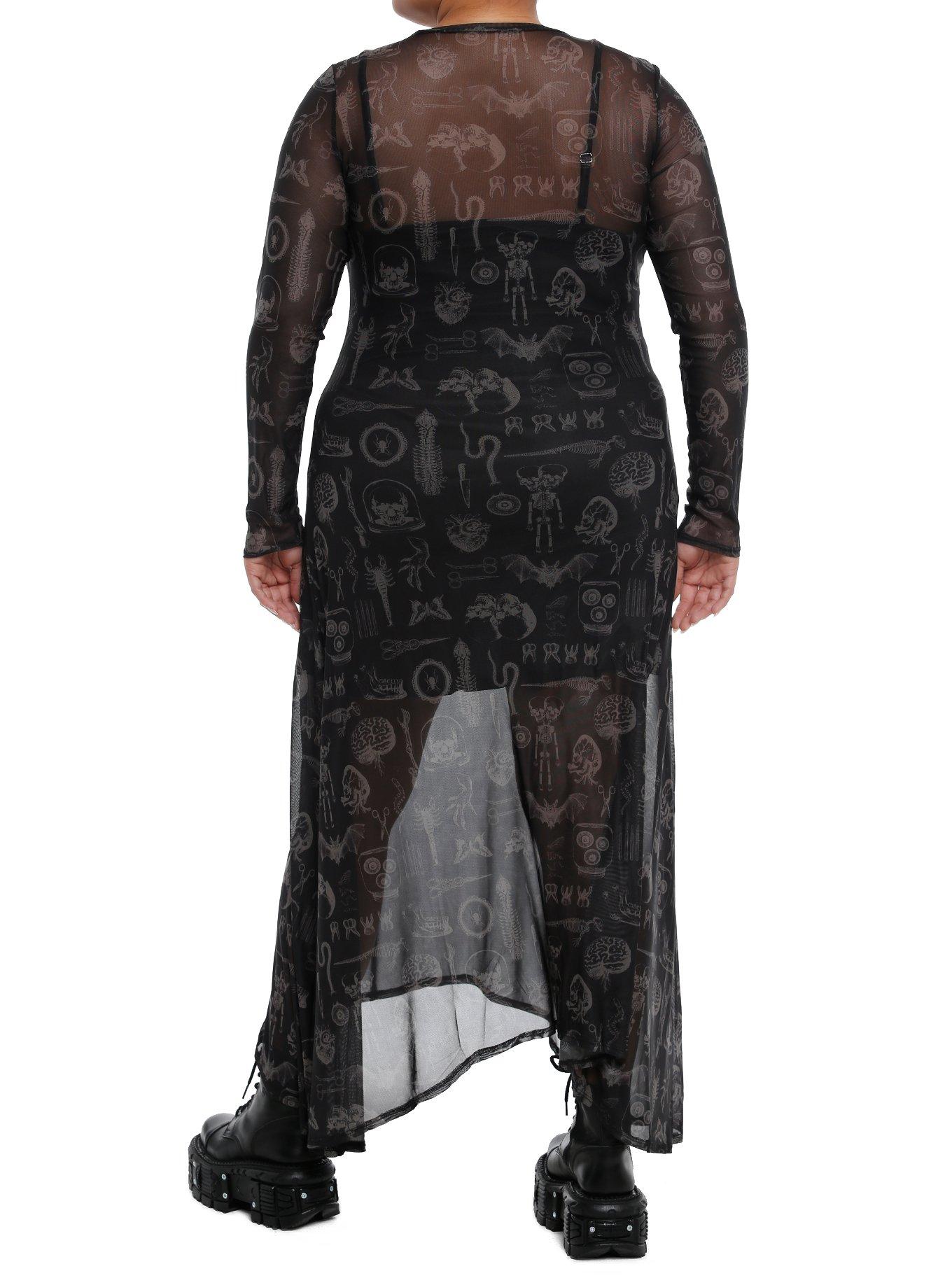 Cosmic Aura Taxidermy Mesh Maxi Dress Plus Size, GREY, alternate
