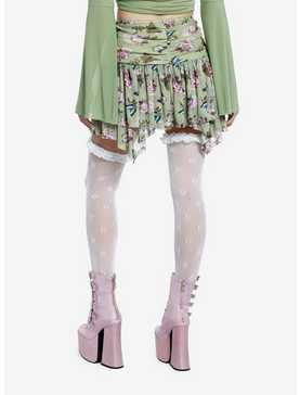 Thorn & Fable Floral Ruched Mesh Tiered Mini Skirt, , hi-res