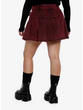 Social Collision Ribbon Dark Red Wash Pleated Skirt Plus Size, , hi-res