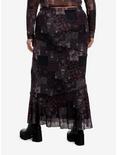 Social Collision Skull Paisley Patchwork Maxi Skirt Plus Size, MAUVE, alternate