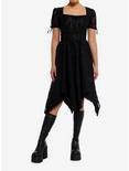 Daisy Street Black Lace Puff Sleeve Hanky Hem Dress, BLACK, alternate