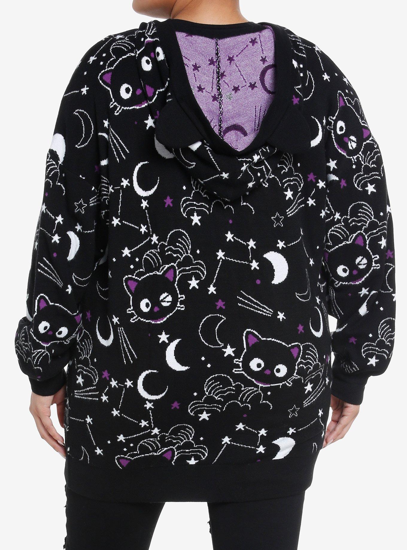 Chococat Celestial Knit Hooded Girls Cardigan Plus Size, , alternate