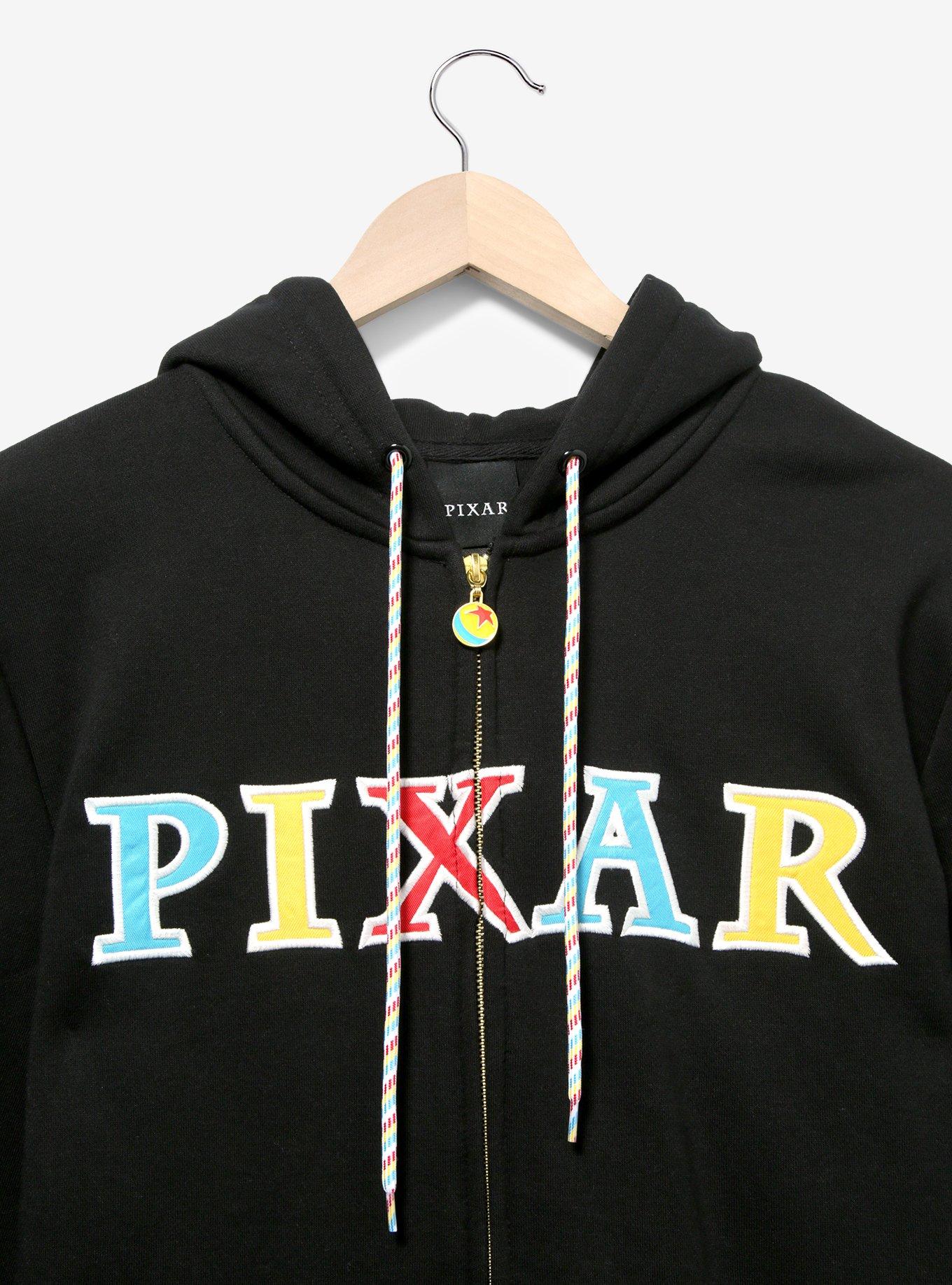 Disney Pixar Logo Multicolored Zip Hoodie — BoxLunch Exclusive, BLACK, alternate