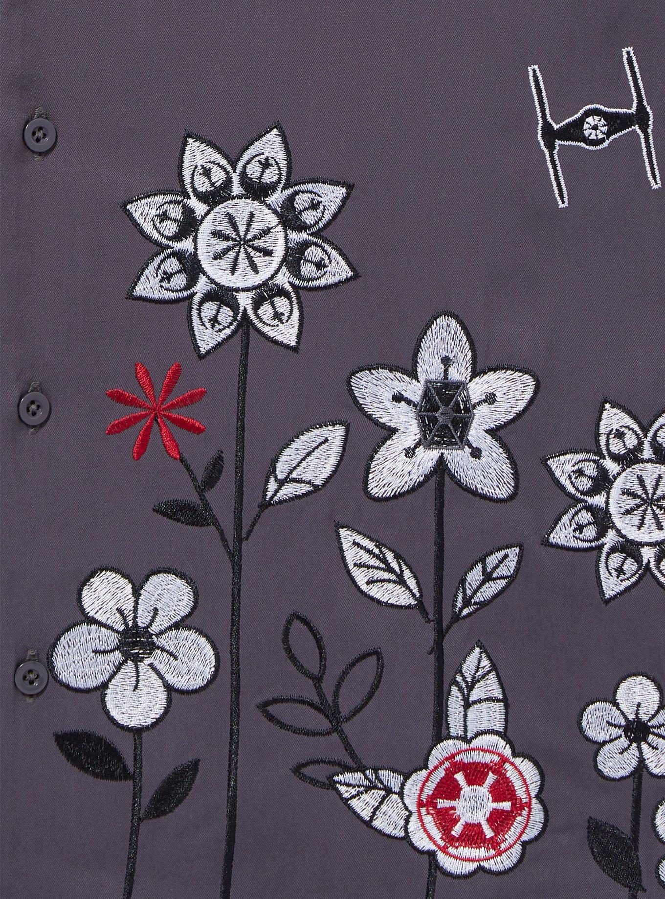 Star Wars Dark Side Floral Woven Button-Up - BoxLunch Exclusive, BLACK, alternate