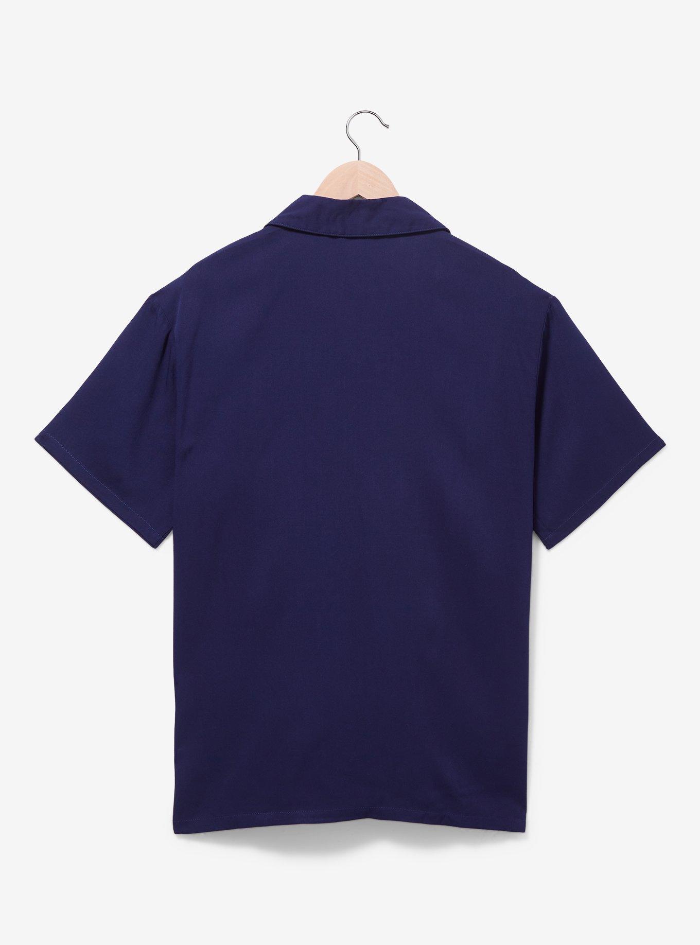 Harry Potter Deathly Hallows Floral Woven Button-Up - BoxLunch Exclusive, NAVY, alternate