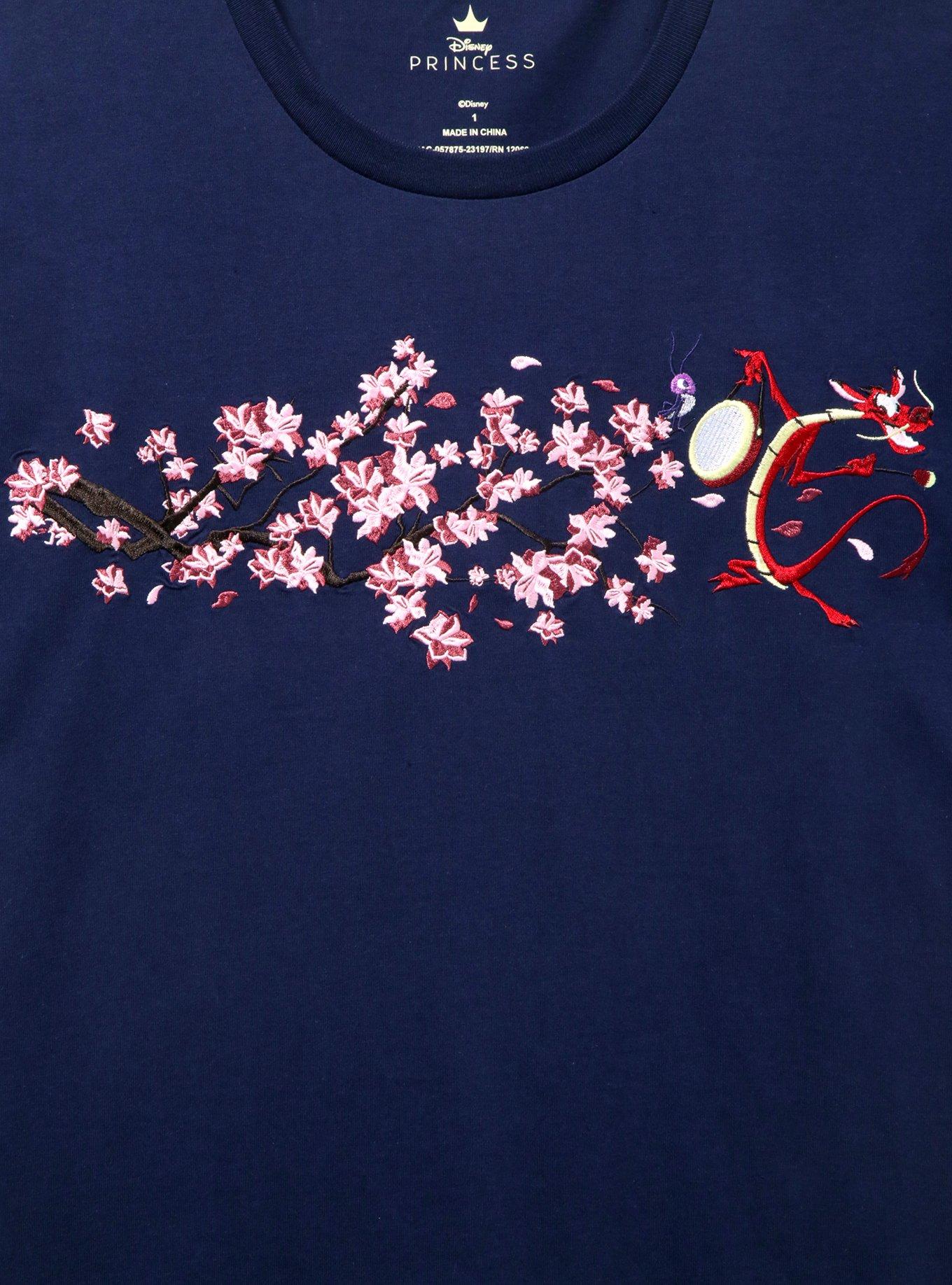 Disney Mulan Mushu Floral Women's Plus Size T-Shirt - BoxLunch Exclusive, NAVY, alternate